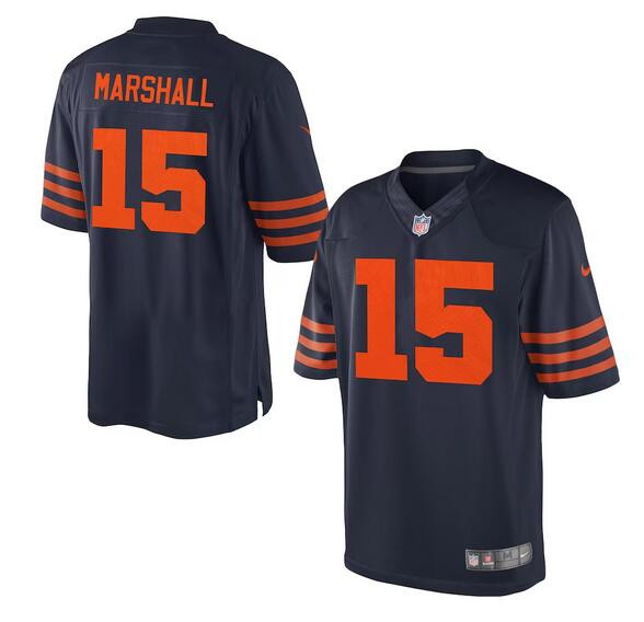 Men's Navy Blue Chicago Bears #15 Brandon Marshall Game Stitched Football Jersey